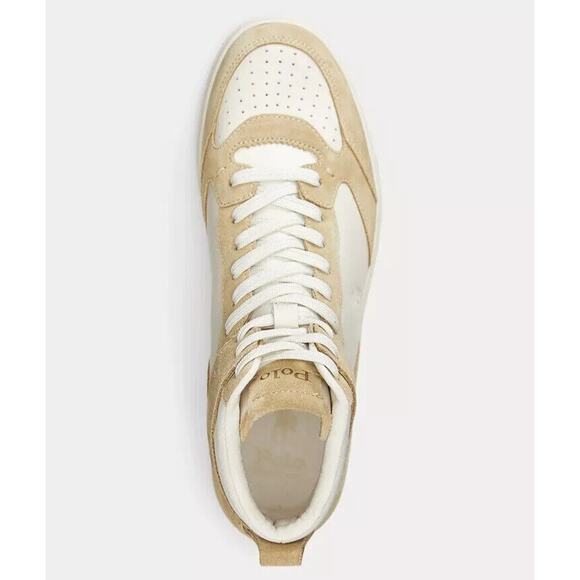 Polo Ralph Lauren Men\'s Court Leather-Suede High-Top Sneaker Bone/Ecru Choose Sz main image 4